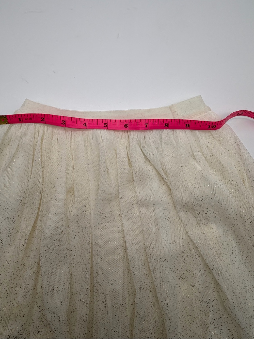 Ivory Midi Tulle Skirt with Gold Glitter Hem SZ XS - Picture 3 of 10